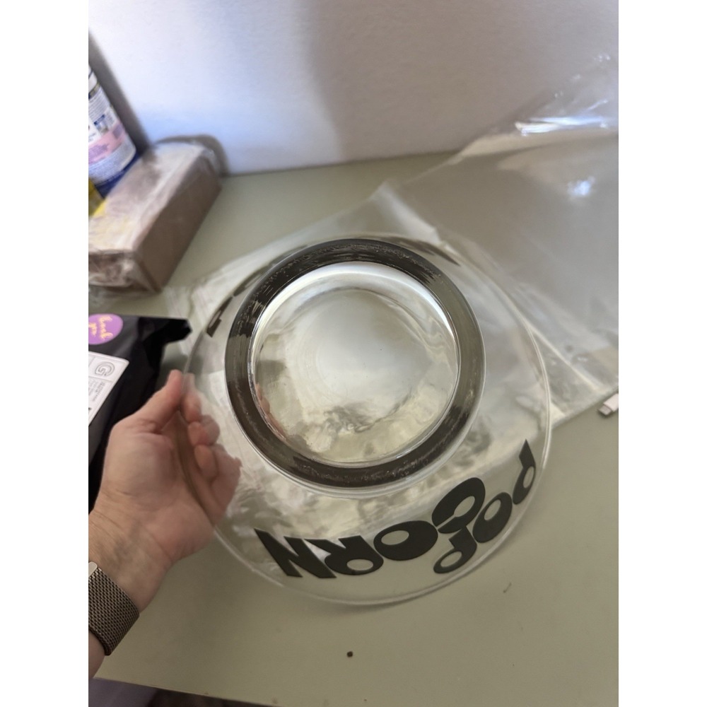 Vintage Mid Century Mod Graphic 1970's Wheaton Glass Popcorn Bowl Serving Set 3 - Picture 5 of 7